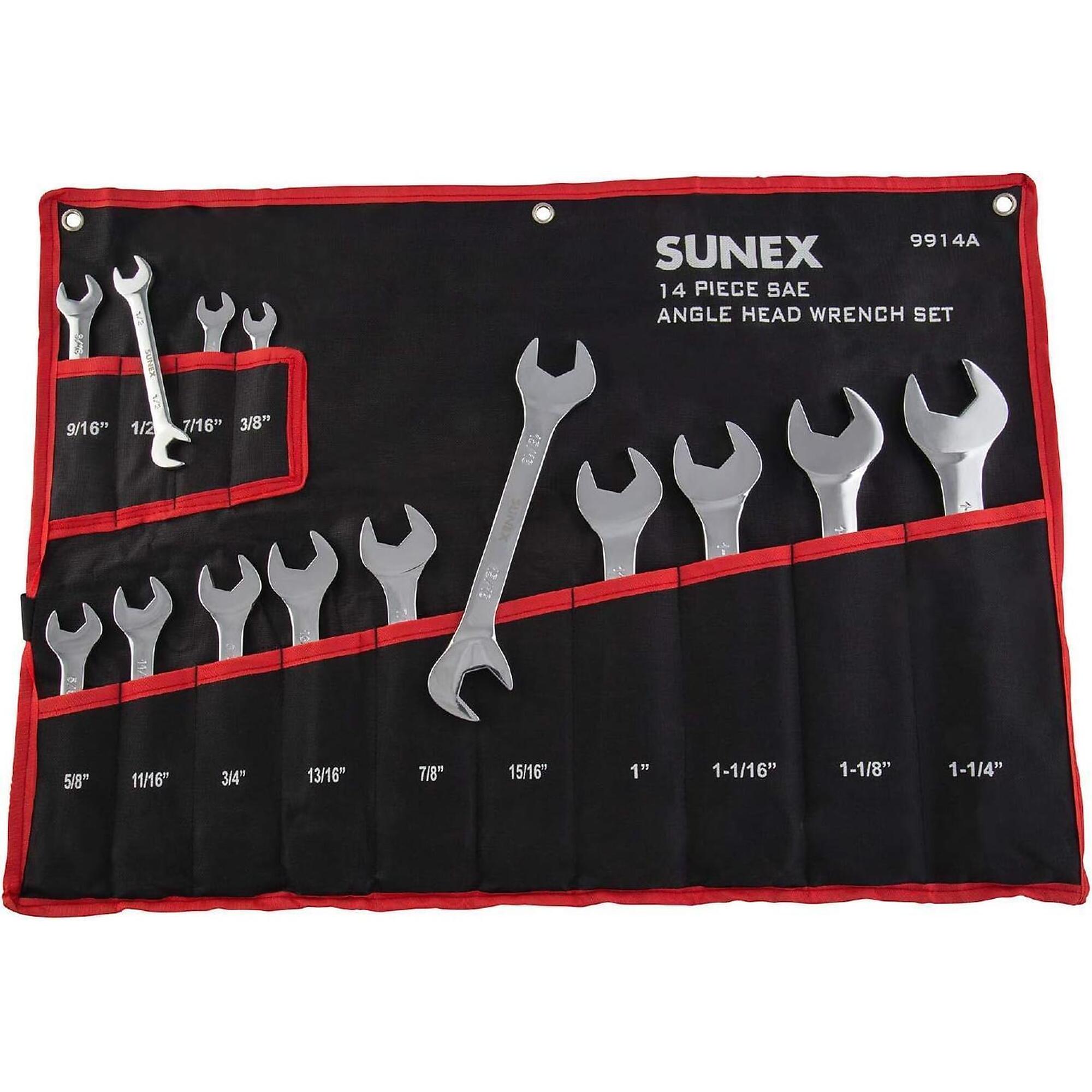 Sunex Tools Full Polish SAE Angle Head Wrench Set — 14-Pc., Chrome Plated, Model# 9914A